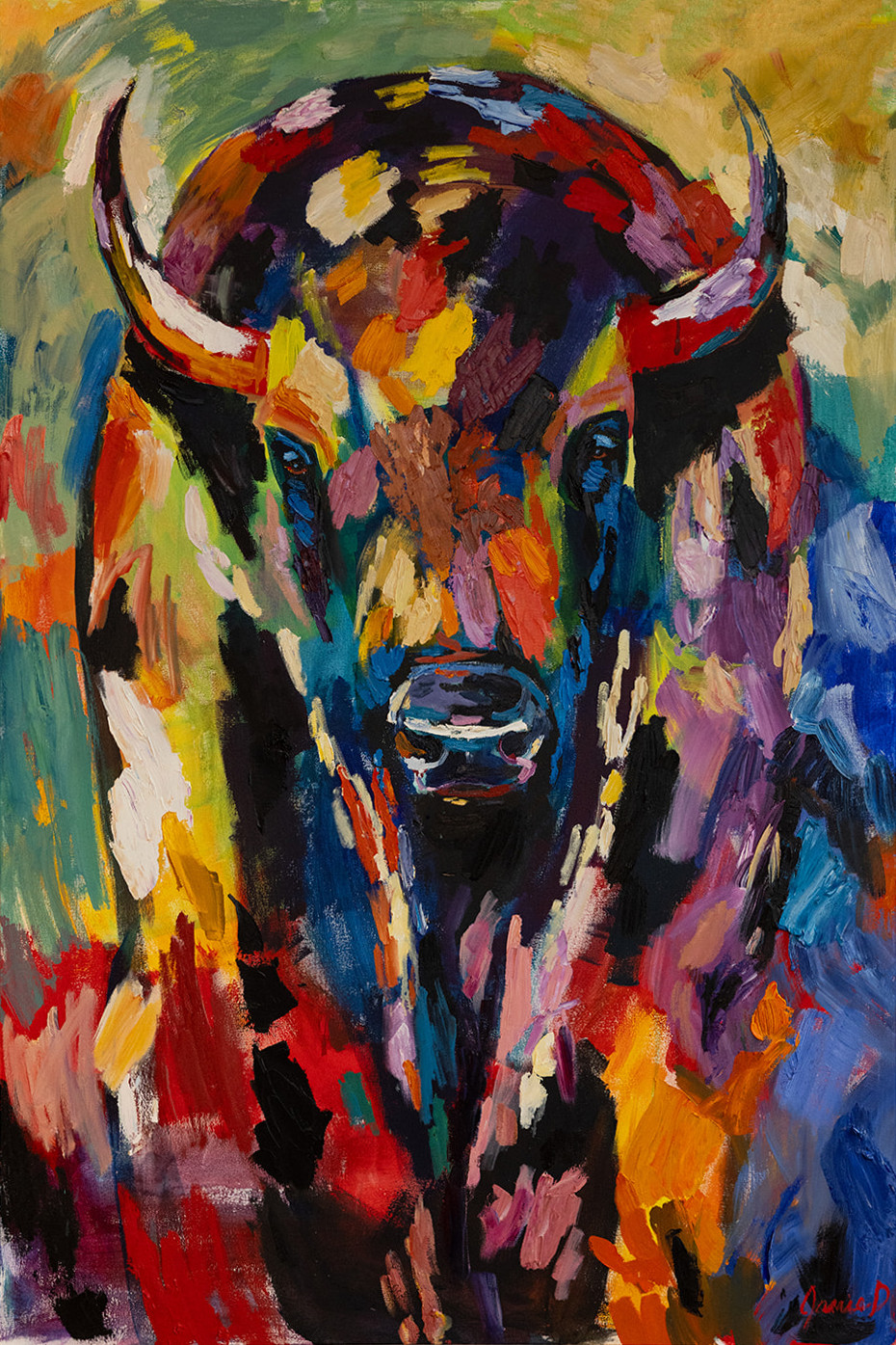 Portrait painting of a buffalo by Jamie Davis, Resilience