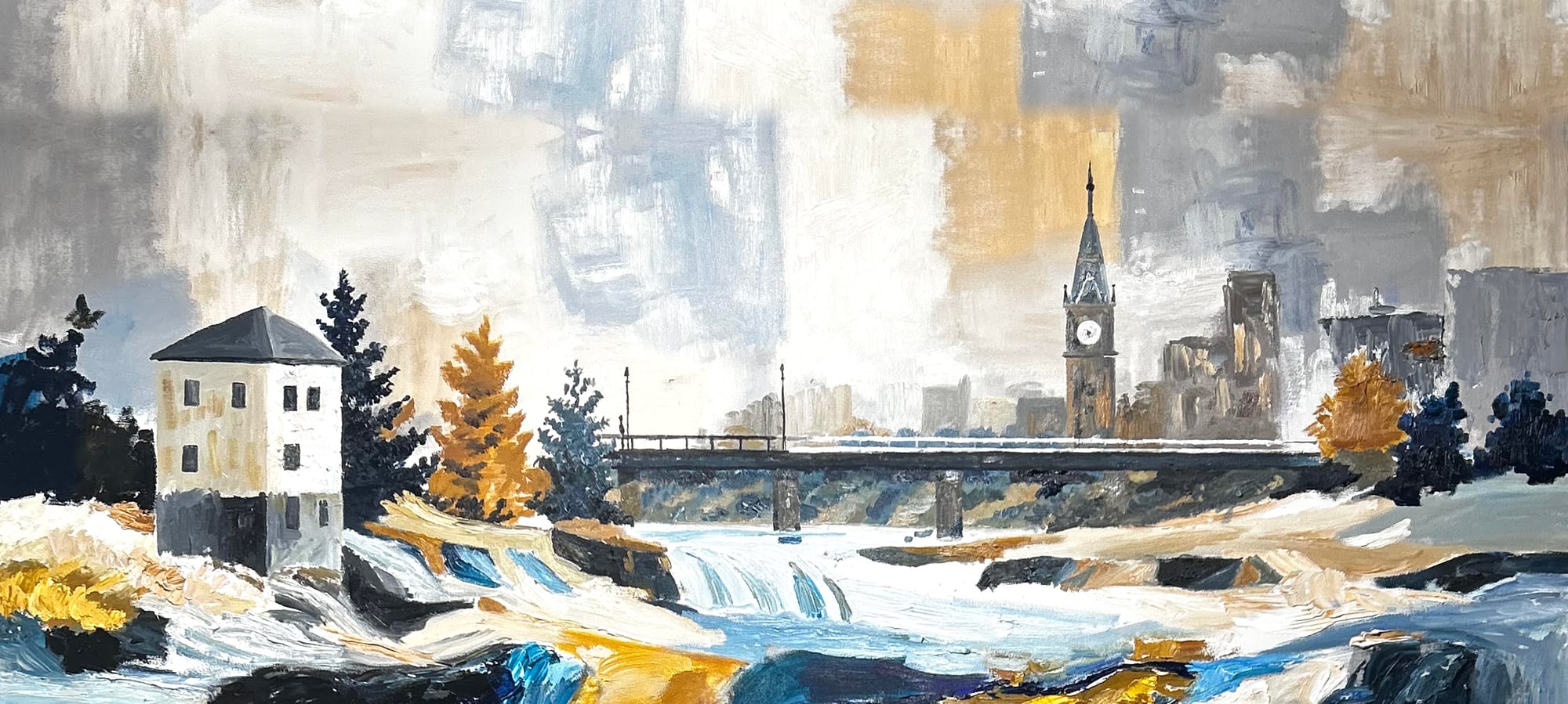 Falls Park in Sioux Falls, from a painting by Jamie Davis