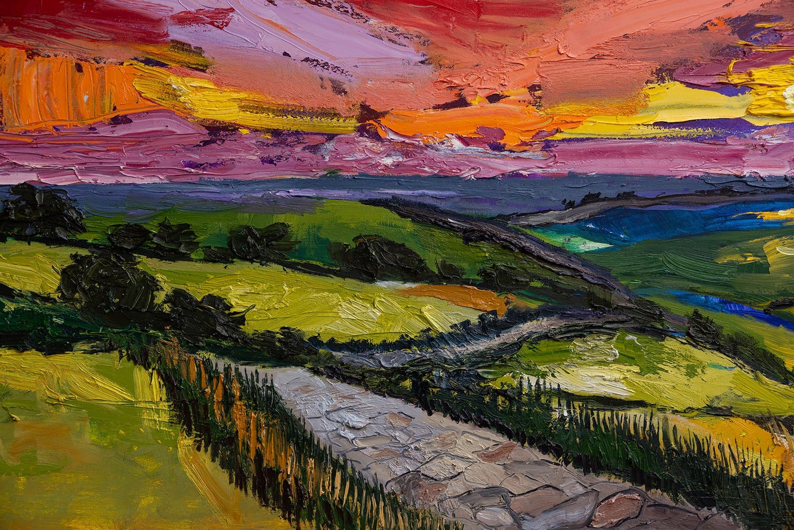 Close-up of the stone path in Sunset