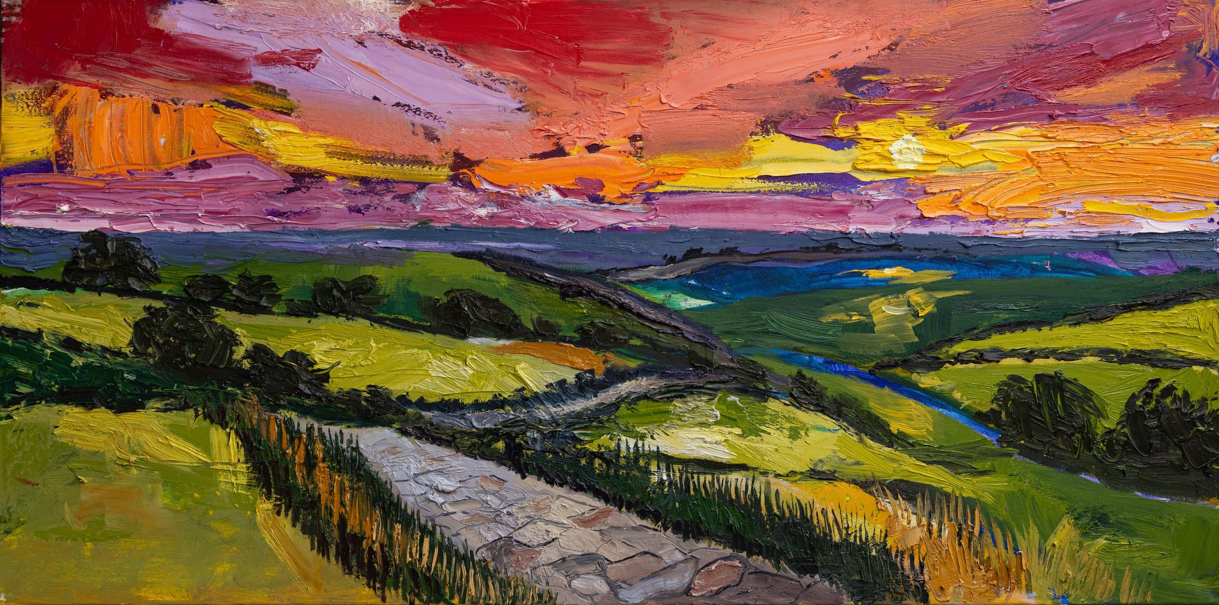 Landscape painting by Jamie Davis, Sunset