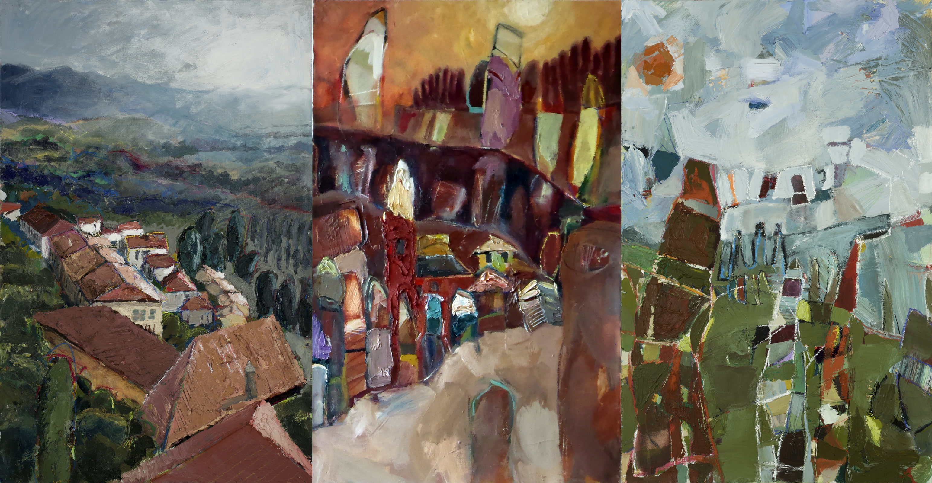 Triptych of Castiglion Fiorentino, Cortona, and Foiana della Chiana by Jamie Davis